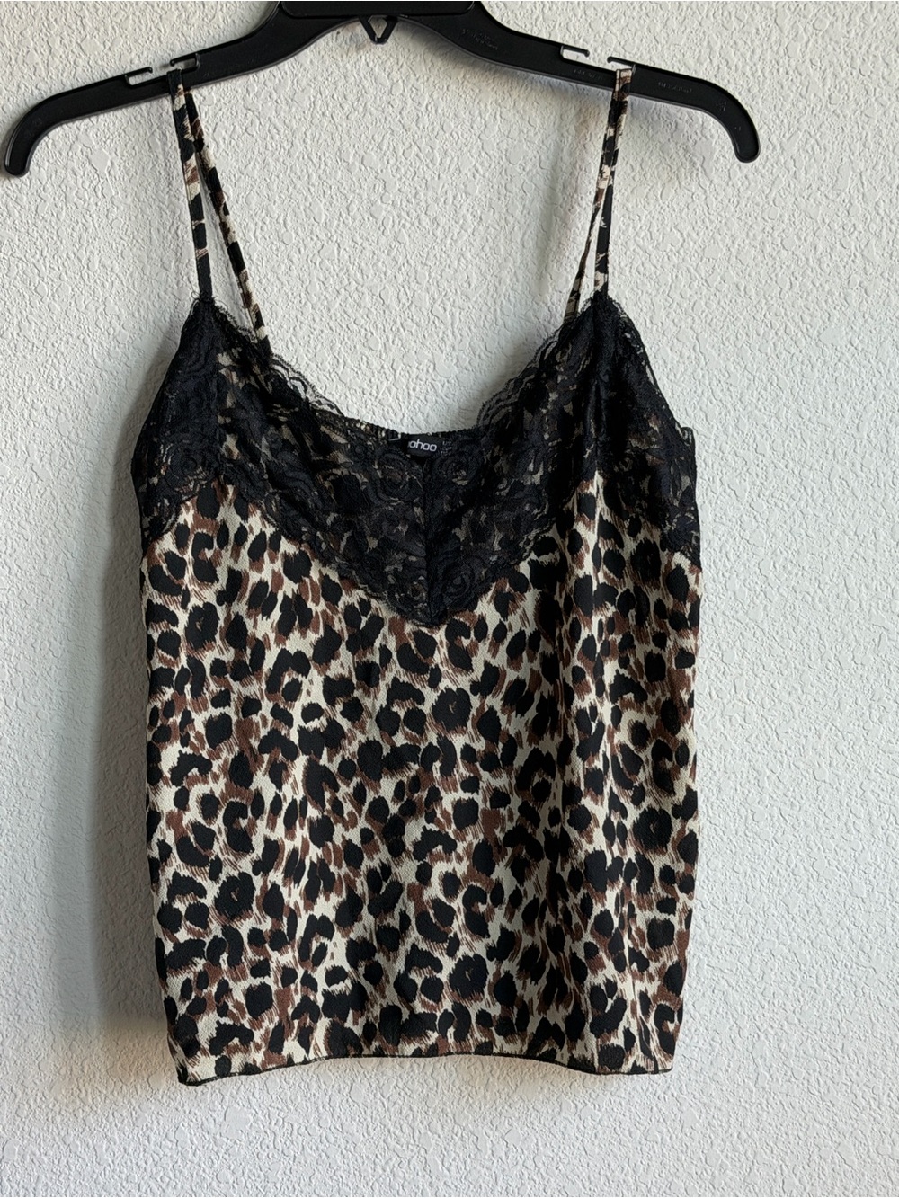Boohoo Leopard Print Lace Trim Cami Top Size 4